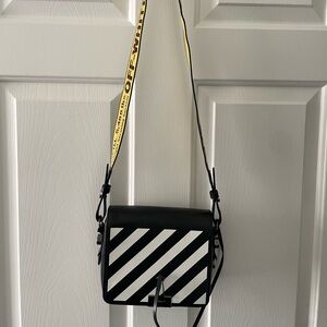 Off white Black and White Striped cross body Bag